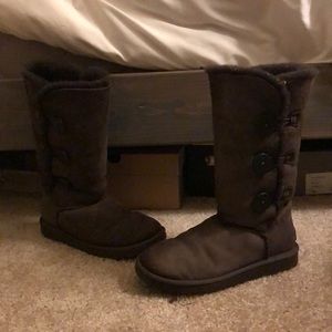 Deep Brown Ugg Boots with Buttons